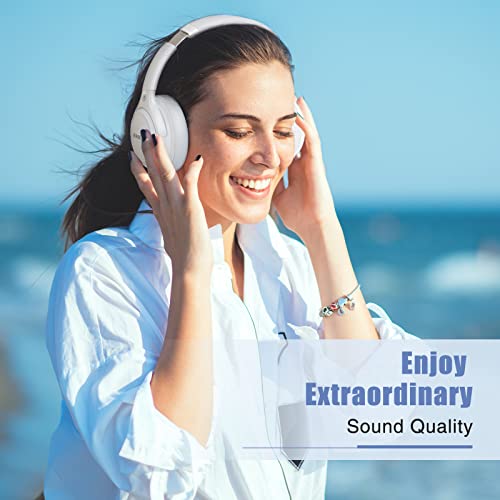 Wireless Bluetooth Headphones with Deep Bass - White