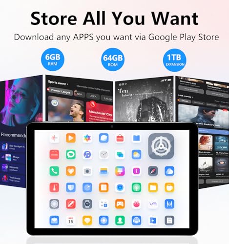 10.1 inch Android Tablet with 6GB RAM, 64GB ROM