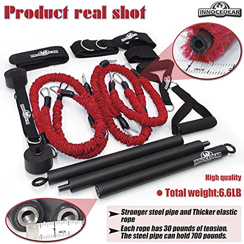 Portable Gym Bar Kit with Resistance Bands - Red