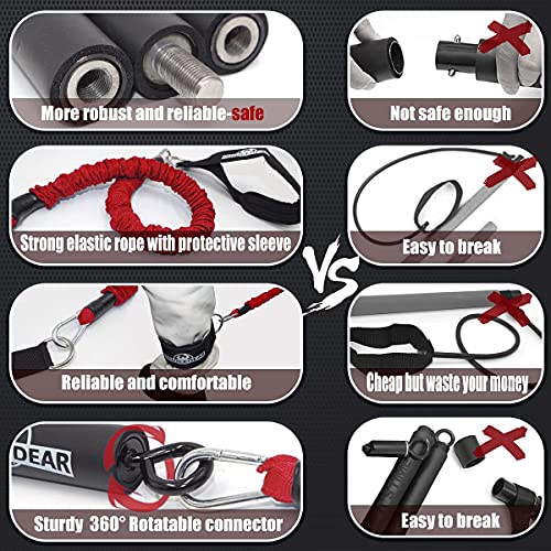 Portable Gym Bar Kit with Resistance Bands - Red