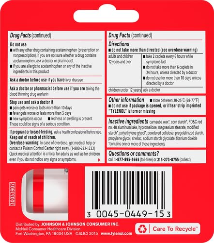 500mg Tylenol Extra Strength Caplets - 10 ct