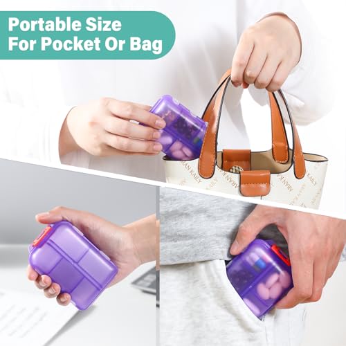 Purple Travel Pill Organizer Box with 297 Brand Labels