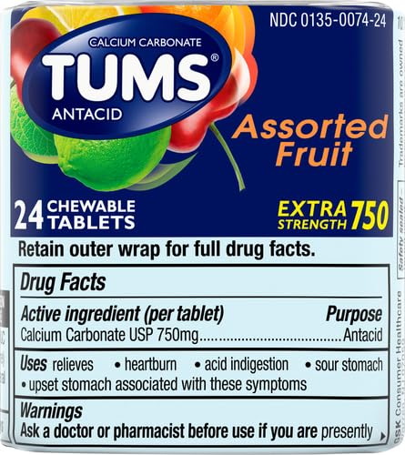 TUMS Fruit Chewable Tablets Heartburn Relief - 3x8ct