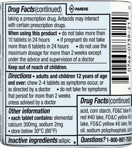 TUMS Fruit Chewable Tablets Heartburn Relief - 3x8ct