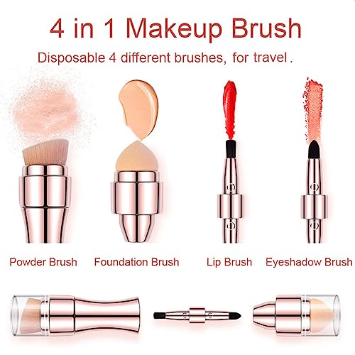 4-in-1 Travel Makeup Brush Set (Rose Gold)