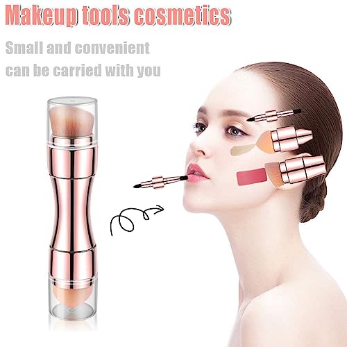 4-in-1 Travel Makeup Brush Set (Rose Gold)