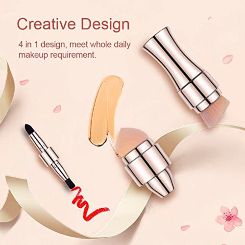4-in-1 Travel Makeup Brush Set (Rose Gold)