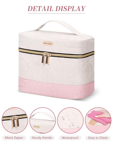 BALULHG Beige Portable Travel Makeup Bag Organizer
