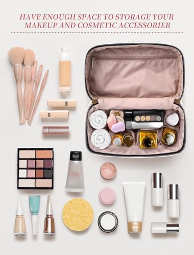 BALULHG Beige Portable Travel Makeup Bag Organizer