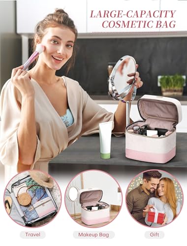 BALULHG Beige Portable Travel Makeup Bag Organizer