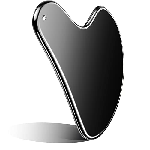 Black Stainless Steel Gua Sha Facial Tool + Travel Pouch