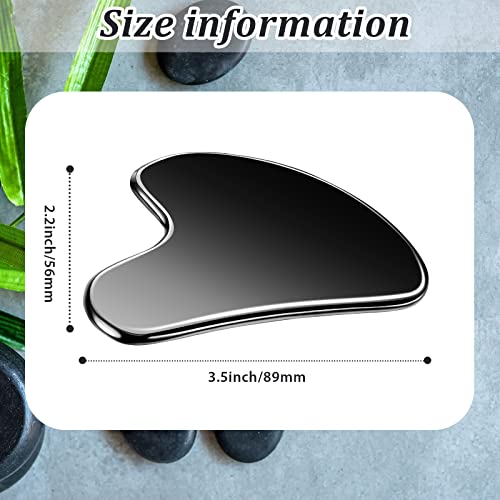 Black Stainless Steel Gua Sha Facial Tool + Travel Pouch
