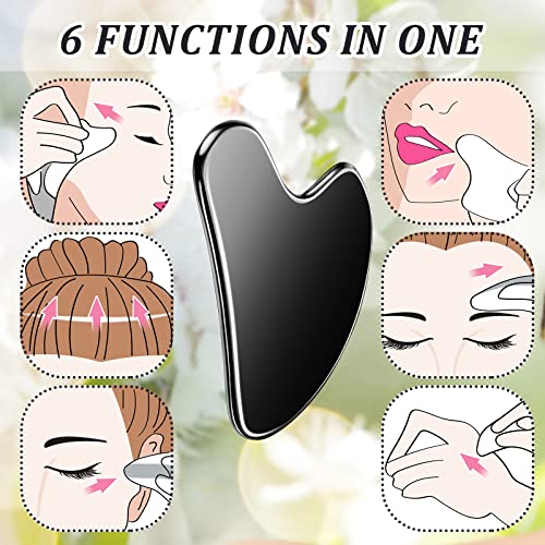 Black Stainless Steel Gua Sha Facial Tool + Travel Pouch