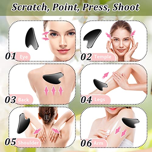 Black Stainless Steel Gua Sha Facial Tool + Travel Pouch