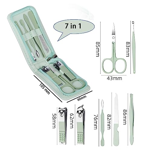 7-Piece Stainless Steel Manicure Set in Leather Case