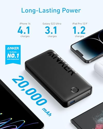 Anker Portable Charger - 20,000mAh Power Bank (Black)