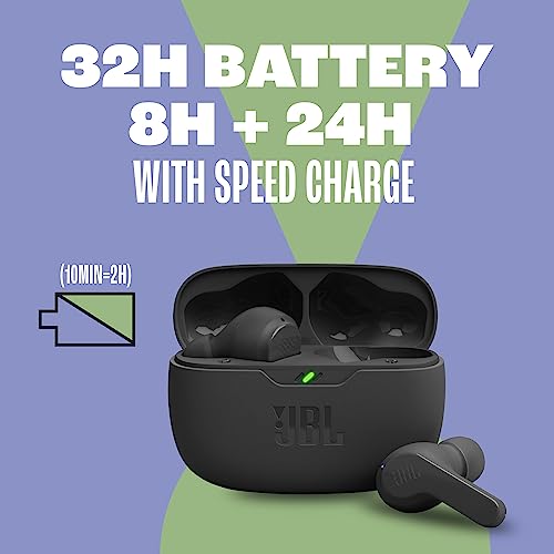 Blue JBL Vibe Beam Wireless Headphones