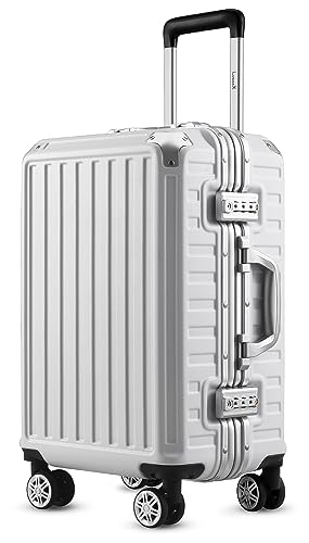 White Hard Shell Carry On Luggage with Aluminum Frame