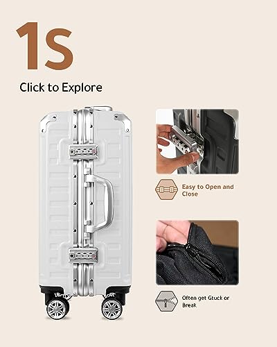 White Hard Shell Carry On Luggage with Aluminum Frame