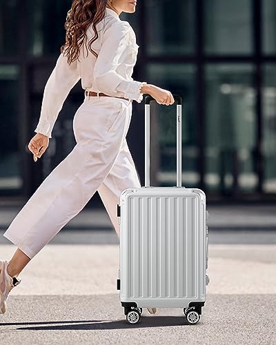 White Hard Shell Carry On Luggage with Aluminum Frame