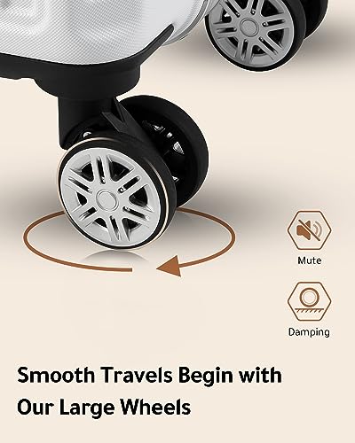 White Hard Shell Carry On Luggage with Aluminum Frame