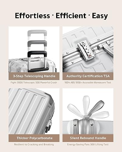 White Hard Shell Carry On Luggage with Aluminum Frame