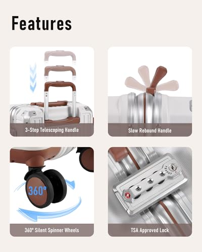 FIGESTIN Aluminum Frame Hard Shell Suitcase - Beige (20")