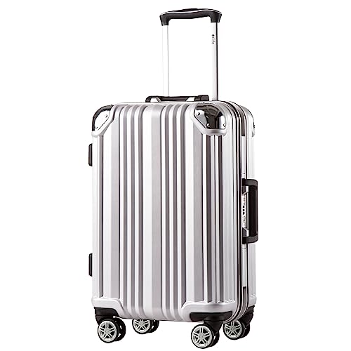 Coolife Aluminum Frame Suitcase with TSA Lock - M(24in)