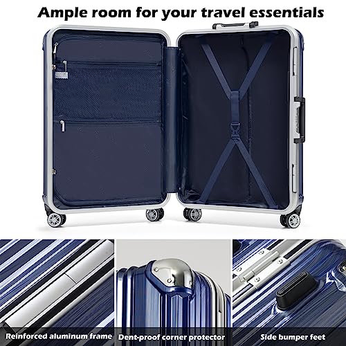 Coolife Aluminum Frame Suitcase with TSA Lock - M(24in)