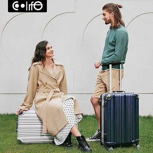 Coolife Aluminum Frame Suitcase with TSA Lock - M(24in)