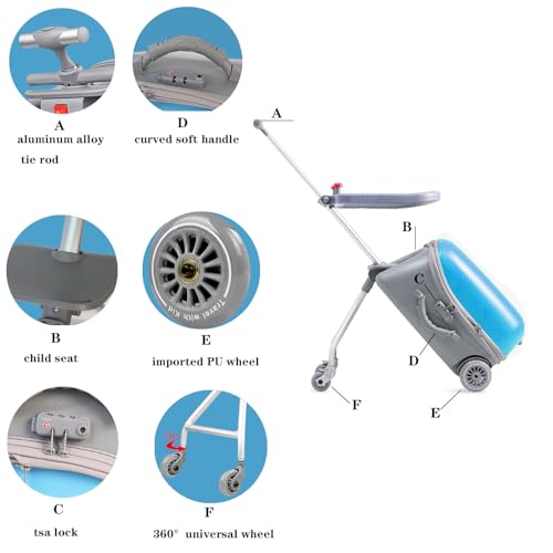 ELDA Kids Ride On Suitcase with TSA Lock