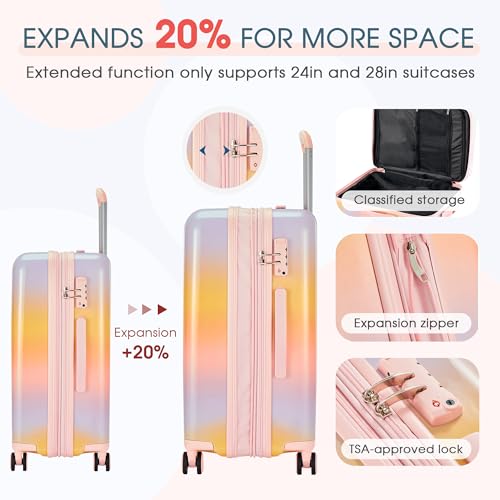 Lightweight 3 Piece Suitcase Set with Spinner Wheels