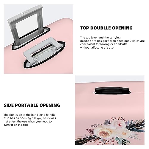 Cute Pink Suitcase Protector with Boho Floral Design