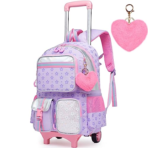 Meetbelify Rolling Backpack for Girls - Cute Kawaii Elementary