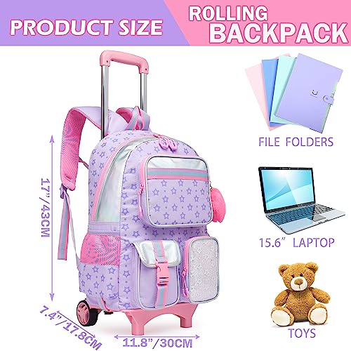 Meetbelify Rolling Backpack for Girls - Cute Kawaii Elementary