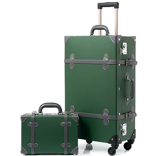 Cute Vintage Luggage Set with Spinner Wheels - 2 Piece