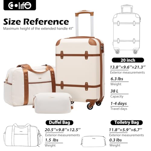 Coolife 3 Piece Hardside Luggage Set