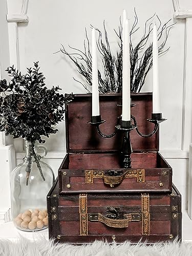 Vintage Hinged Lid Suitcase Boxes - Set of 2