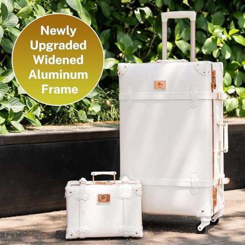 Vintage Suitcase Set for Women - Rose White (24"+12")