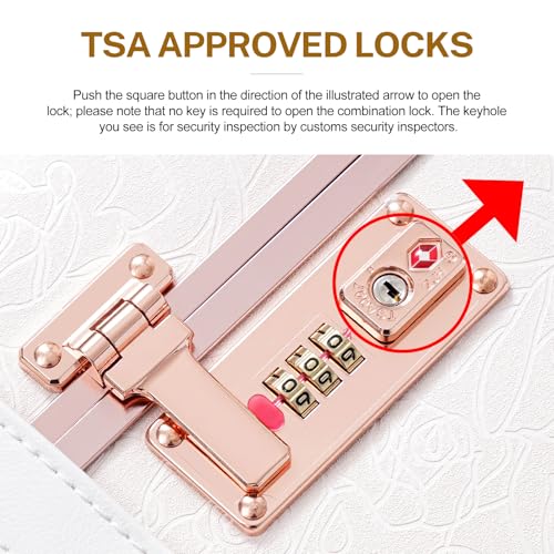 Vintage Suitcase Set for Women - Rose White (24"+12")