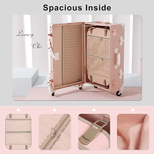 Vintage 3 Piece Suitcase Set with Hat Box