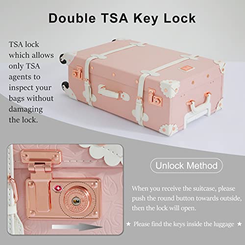 Vintage 3 Piece Suitcase Set with Hat Box