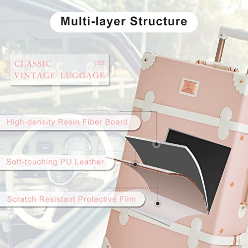 Vintage 3 Piece Suitcase Set with Hat Box