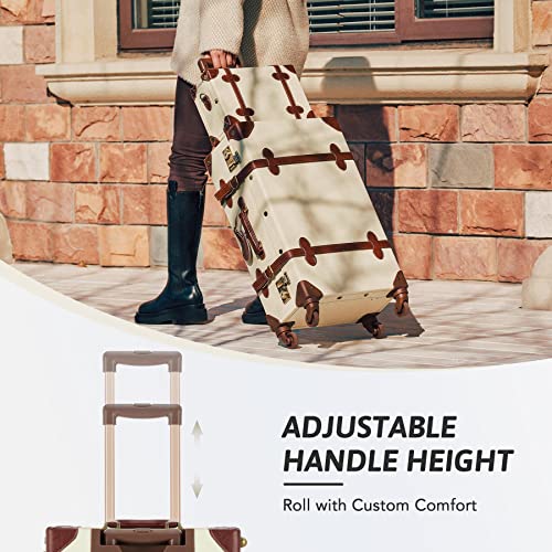 Vintage Luggage Set with Spinner Wheels and TSA Lock