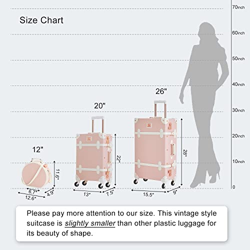 Vintage 3 Piece Suitcase Set with Hat Box
