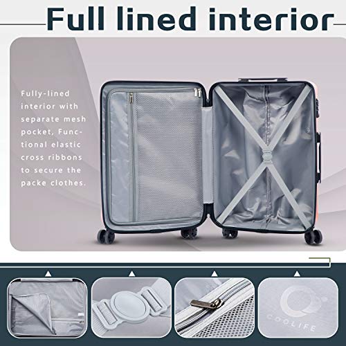 Coolife Expandable Travel Suitcase 3-Piece Set with TSA Lock