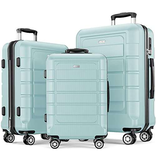 SHOWKOO Mint Green 3pcs Expandable Luggage Set