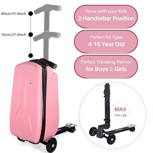 iubest Kids Scooter Suitcase Combo, Pink