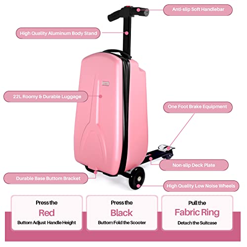 iubest Kids Scooter Suitcase Combo, Pink