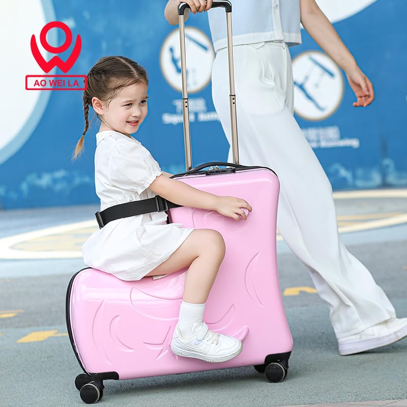 Kids ride-on Suitcase for Ages 1-6 (Pink, 20")